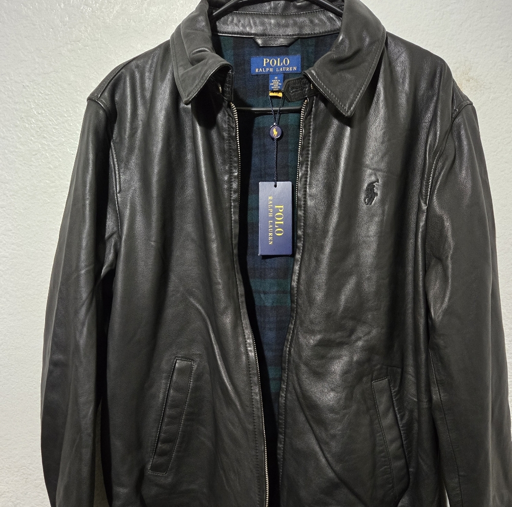 BRAND NEW POLO RALPH LAUREN LEATHER JACKET LARGE RETAILS $698